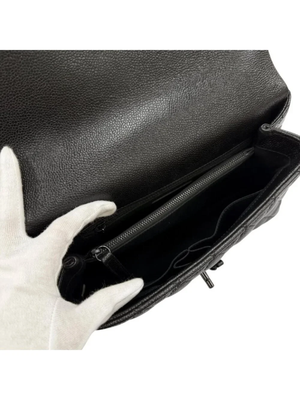Chanel Coco Handle 29 Large Top Caviar Leather Flap 2-Way Handbag Black